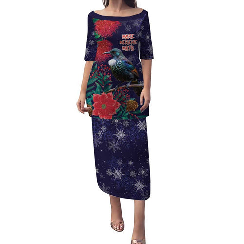 Tui Meri Kirihimete Personalised Puletasi Pohutukawa Flowers Blue Motif - Aussie Hoodie