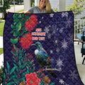 Tui Meri Kirihimete Personalised Quilt Pohutukawa Flowers Blue Motif - Aussie Hoodie