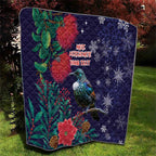 Tui Meri Kirihimete Personalised Quilt Pohutukawa Flowers Blue Motif - Aussie Hoodie