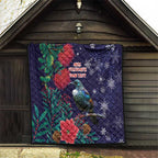 Tui Meri Kirihimete Personalised Quilt Pohutukawa Flowers Blue Motif - Aussie Hoodie