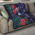 Tui Meri Kirihimete Personalised Quilt Pohutukawa Flowers Blue Motif - Aussie Hoodie