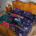 Tui Meri Kirihimete Personalised Quilt Bed Set Pohutukawa Flowers Blue Motif - Aussie Hoodie