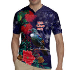 Tui Meri Kirihimete Personalised Rugby Jersey Pohutukawa Flowers Blue Motif - Aussie Hoodie
