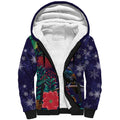 Tui Meri Kirihimete Personalised Sherpa Hoodie Pohutukawa Flowers Blue Motif - Aussie Hoodie