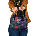 Tui Meri Kirihimete Personalised Shoulder Handbag Pohutukawa Flowers Blue Motif - Aussie Hoodie