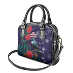 Tui Meri Kirihimete Personalised Shoulder Handbag Pohutukawa Flowers Blue Motif - Aussie Hoodie
