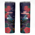Tui Meri Kirihimete Personalised Skinny Tumbler Pohutukawa Flowers Blue Motif - Aussie Hoodie