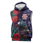 Tui Meri Kirihimete Personalised Sleeveless Zip Hoodie Pohutukawa Flowers Blue Motif LT9