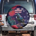 Tui Meri Kirihimete Personalised Spare Tire Cover Pohutukawa Flowers Blue Motif - Aussie Hoodie