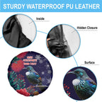 Tui Meri Kirihimete Personalised Spare Tire Cover Pohutukawa Flowers Blue Motif - Aussie Hoodie