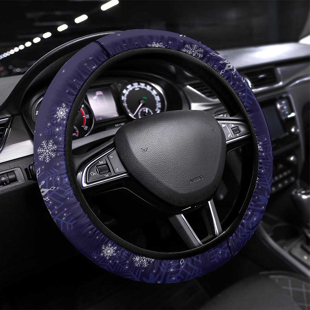 Tui Meri Kirihimete Steering Wheel Cover Pohutukawa Flowers Blue Motif - Aussie Hoodie