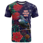 Tui Meri Kirihimete Personalised T Shirt Pohutukawa Flowers Blue Motif - Aussie Hoodie
