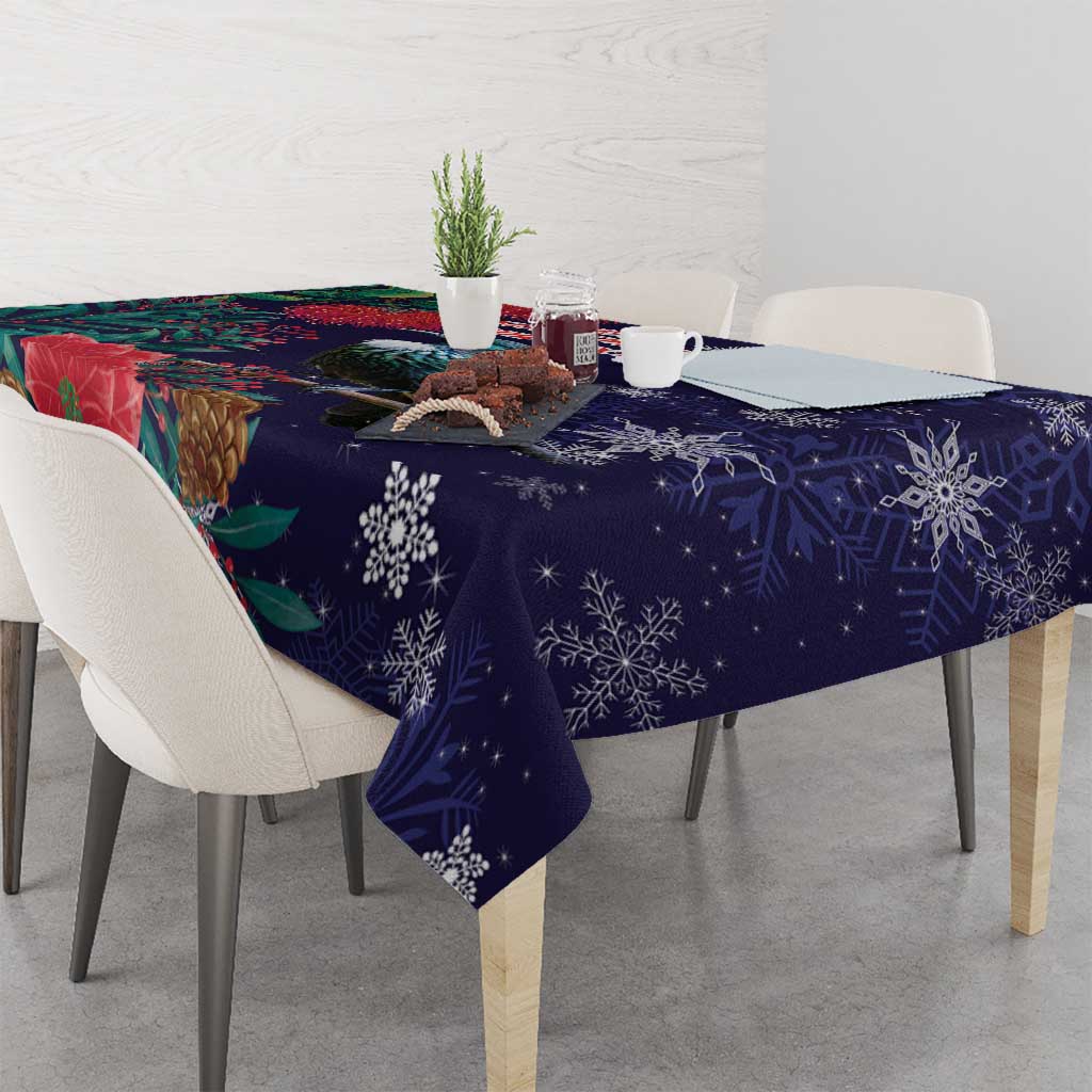Tui Meri Kirihimete Personalised Tablecloth Pohutukawa Flowers Blue Motif - Aussie Hoodie