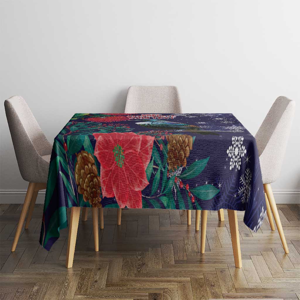 Tui Meri Kirihimete Personalised Tablecloth Pohutukawa Flowers Blue Motif - Aussie Hoodie