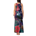 Tui Meri Kirihimete Personalised Tank Maxi Dress Pohutukawa Flowers Blue Motif - Aussie Hoodie