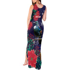 Tui Meri Kirihimete Personalised Tank Maxi Dress Pohutukawa Flowers Blue Motif - Aussie Hoodie