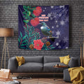Tui Meri Kirihimete Personalised Tapestry Pohutukawa Flowers Blue Motif - Aussie Hoodie