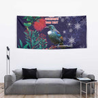 Tui Meri Kirihimete Personalised Tapestry Pohutukawa Flowers Blue Motif - Aussie Hoodie