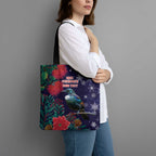 Tui Meri Kirihimete Personalised Tote Bag Pohutukawa Flowers Blue Motif - Aussie Hoodie