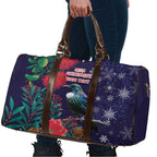 Tui Meri Kirihimete Personalised Travel Bag Pohutukawa Flowers Blue Motif - Aussie Hoodie
