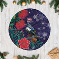 Tui Meri Kirihimete Personalised Tree Skirt Pohutukawa Flowers Blue Motif - Aussie Hoodie