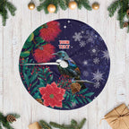 Tui Meri Kirihimete Personalised Tree Skirt Pohutukawa Flowers Blue Motif - Aussie Hoodie