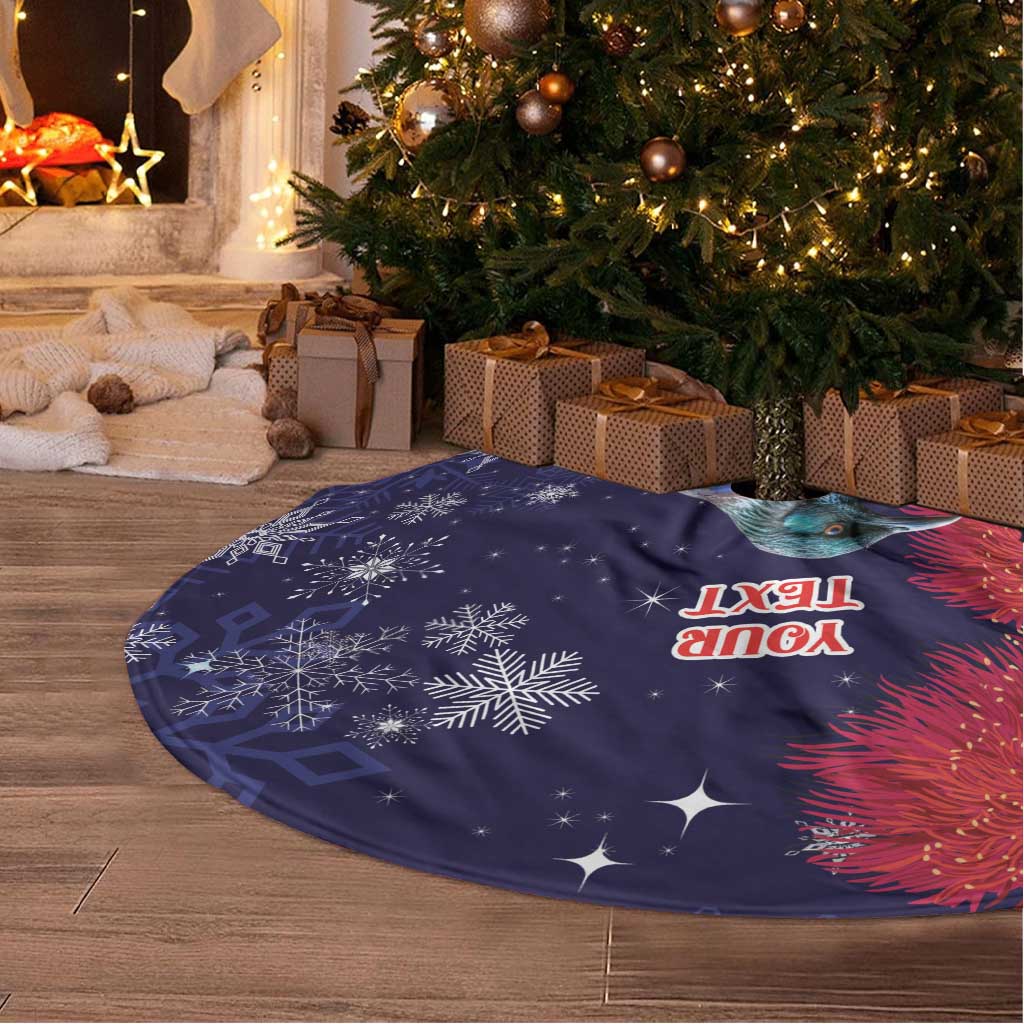 Tui Meri Kirihimete Personalised Tree Skirt Pohutukawa Flowers Blue Motif - Aussie Hoodie