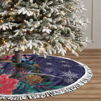 Tui Meri Kirihimete Personalised Tree Skirt Pohutukawa Flowers Blue Motif - Aussie Hoodie