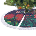 Tui Meri Kirihimete Personalised Tree Skirt Pohutukawa Flowers Blue Motif - Aussie Hoodie