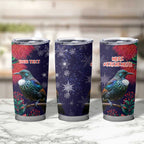 Tui Meri Kirihimete Personalised Tumbler Cup Pohutukawa Flowers Blue Motif - Aussie Hoodie