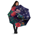 Tui Meri Kirihimete Personalised Umbrella Pohutukawa Flowers Blue Motif - Aussie Hoodie