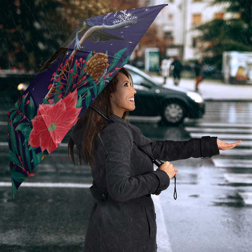 Tui Meri Kirihimete Personalised Umbrella Pohutukawa Flowers Blue Motif - Aussie Hoodie