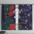 Tui Meri Kirihimete Personalised Window Curtain Pohutukawa Flowers Blue Motif - Aussie Hoodie