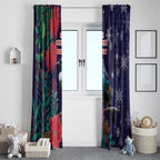 Tui Meri Kirihimete Personalised Window Curtain Pohutukawa Flowers Blue Motif - Aussie Hoodie