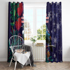 Tui Meri Kirihimete Personalised Window Curtain Pohutukawa Flowers Blue Motif - Aussie Hoodie