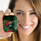 Tui Meri Kirihimete Personalised AirPods Case Pohutukawa Flowers Green Motif - Aussie Hoodie