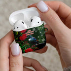 Tui Meri Kirihimete Personalised AirPods Case Pohutukawa Flowers Green Motif - Aussie Hoodie