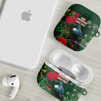 Tui Meri Kirihimete Personalised AirPods Case Pohutukawa Flowers Green Motif - Aussie Hoodie