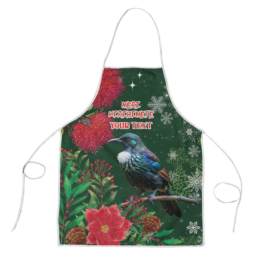 Tui Meri Kirihimete Personalised Apron Pohutukawa Flowers Green Motif - Aussie Hoodie