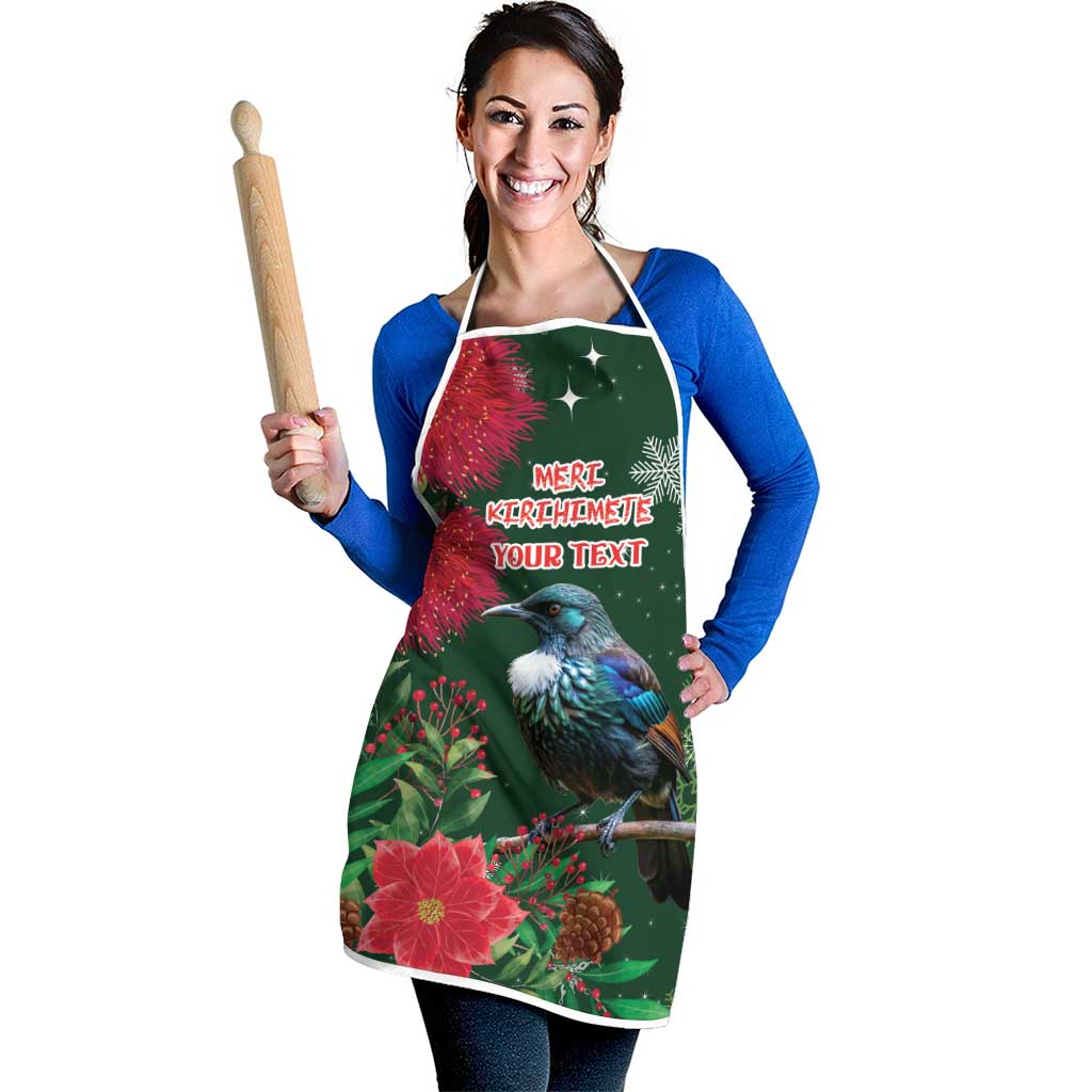Tui Meri Kirihimete Personalised Apron Pohutukawa Flowers Green Motif - Aussie Hoodie