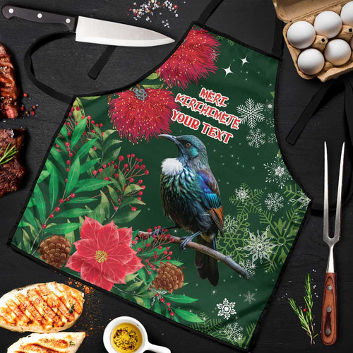 Tui Meri Kirihimete Personalised Apron Pohutukawa Flowers Green Motif - Aussie Hoodie