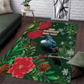 Tui Meri Kirihimete Personalised Area Rug Pohutukawa Flowers Green Motif - Aussie Hoodie