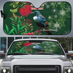 Tui Meri Kirihimete Personalised Auto Sun Shade Pohutukawa Flowers Green Motif - Aussie Hoodie