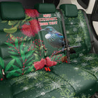 Tui Meri Kirihimete Personalised Back Car Seat Cover Pohutukawa Flowers Green Motif - Aussie Hoodie
