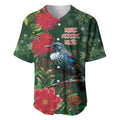 Tui Meri Kirihimete Personalised Baseball Jersey Pohutukawa Flowers Green Motif - Aussie Hoodie