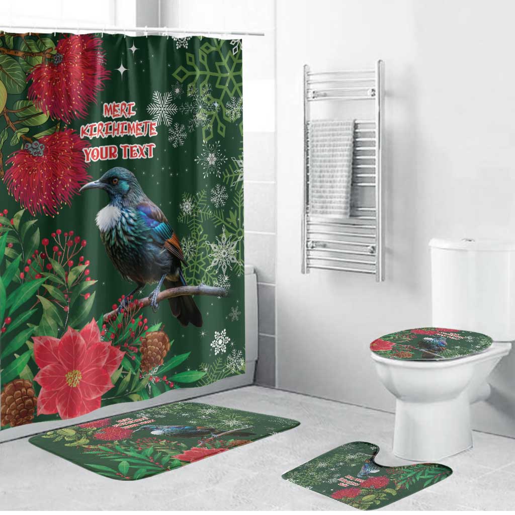 Tui Meri Kirihimete Personalised Bathroom Set Pohutukawa Flowers Green Motif - Aussie Hoodie