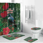 Tui Meri Kirihimete Personalised Bathroom Set Pohutukawa Flowers Green Motif - Aussie Hoodie