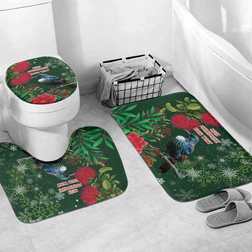 Tui Meri Kirihimete Personalised Bathroom Set Pohutukawa Flowers Green Motif - Aussie Hoodie