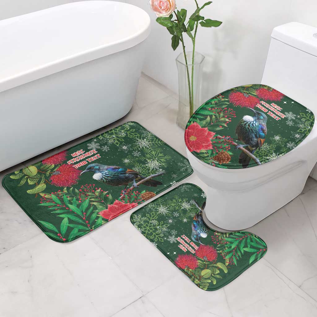 Tui Meri Kirihimete Personalised Bathroom Set Pohutukawa Flowers Green Motif - Aussie Hoodie