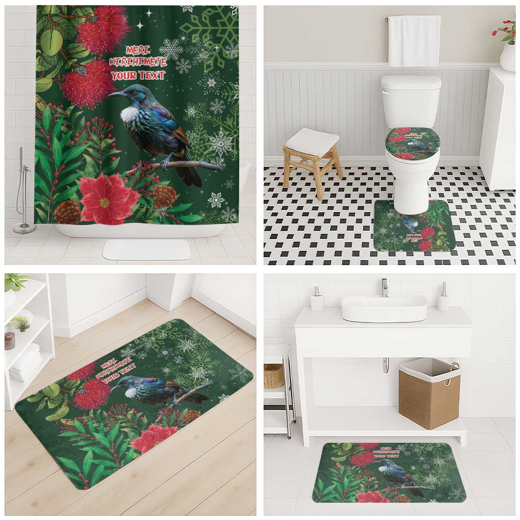 Tui Meri Kirihimete Personalised Bathroom Set Pohutukawa Flowers Green Motif - Aussie Hoodie